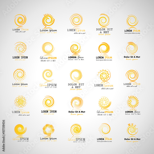 Unusual spiral Icons Set-Isolated On Gray Background-Vector Illustration,Graphic Design. Different Logotype Template