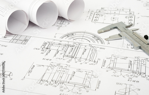 Architecture plan and rolls of blueprints