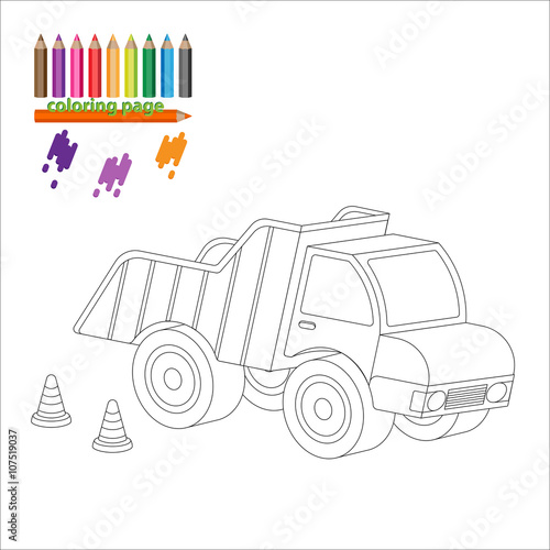 Coloring page with big truck