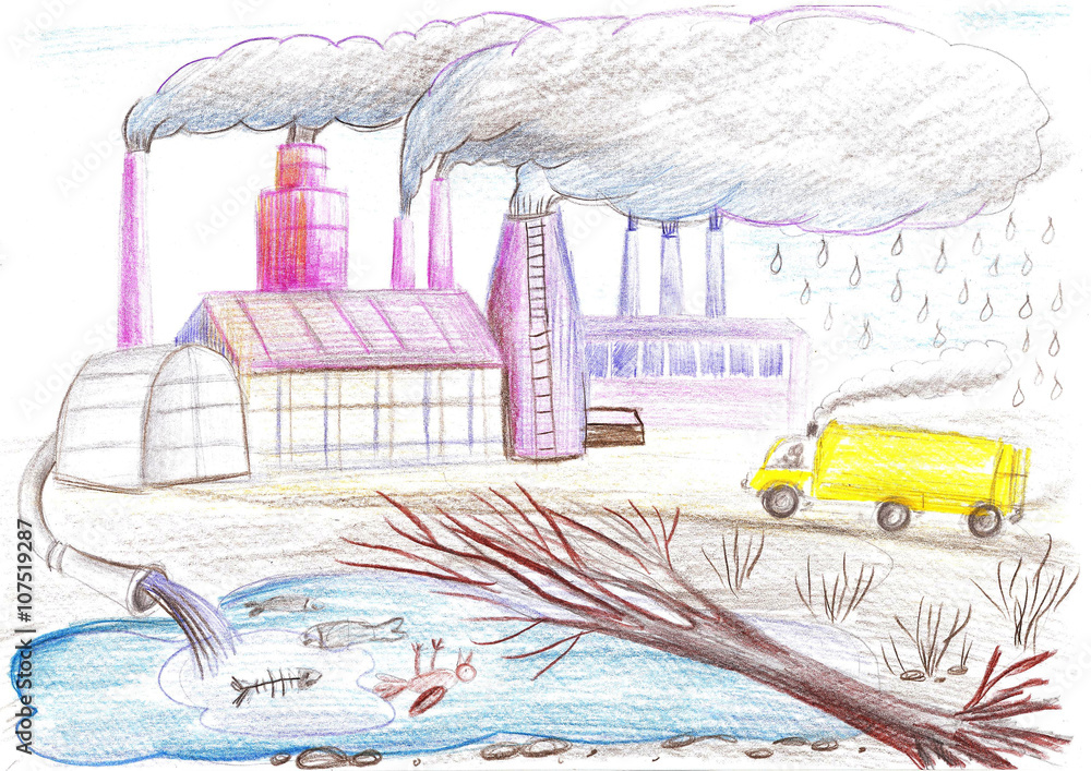 Environmental pollution stock vector. Illustration of drawing - 16539335-saigonsouth.com.vn