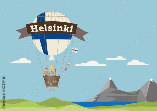 Air Balloon with adventures and Helsinki banner