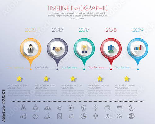 timeline infographics with icons set. vector. illustration.