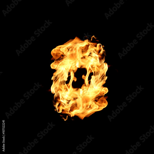 Fire flames collection isolated on black background