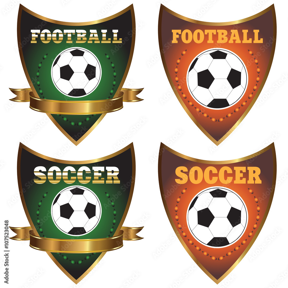 Naklejka premium Label football (soccer). Banner football (soccer). Logo football
