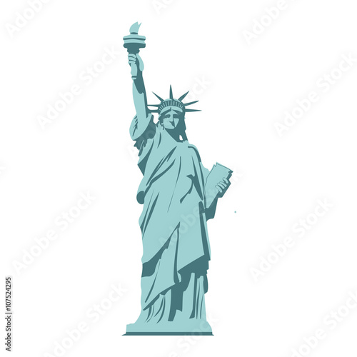 Isolated statue of liberty on white background. 