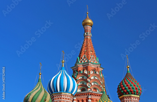 Domes of St. Basils cathedral on Red Square in Moscow, Russia