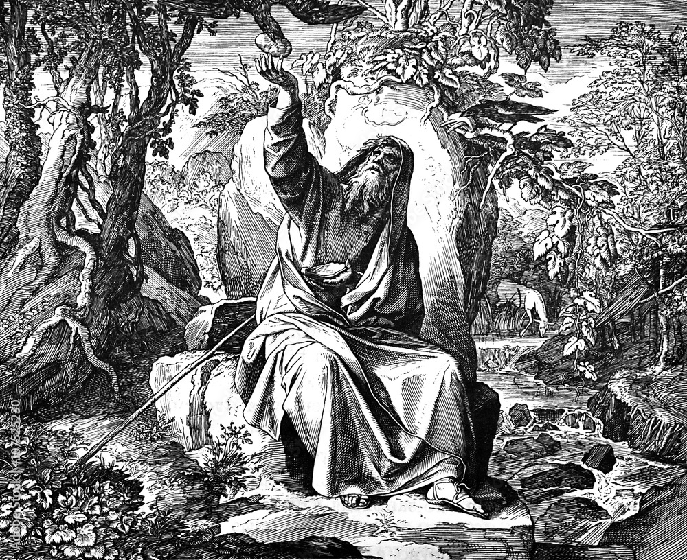 Fotografie Elijah Fed by Ravens 1) Sacred-biblical history of the old and New Testament