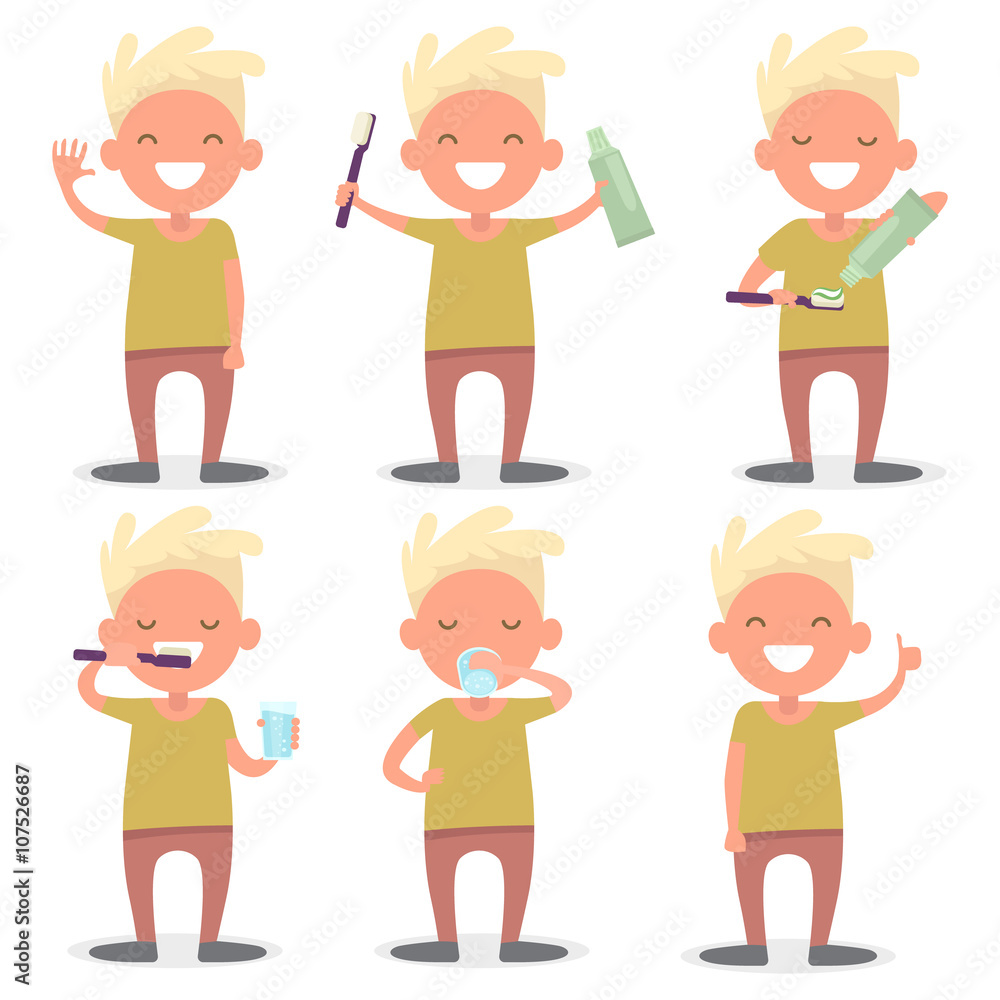 Boy brushing his teeth. Vector illustration Boy brushing his teeth. Vector illustration