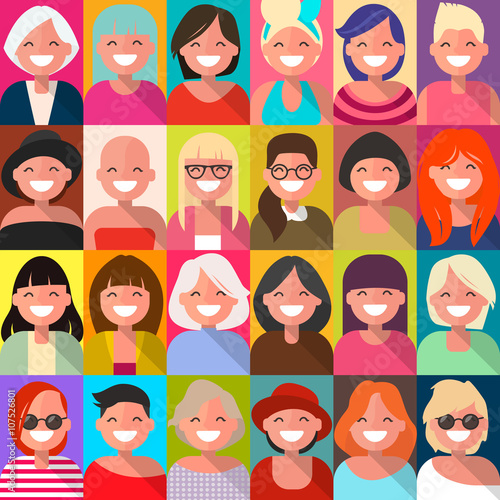 Set avatars girls. Vector illustration © tynyuk