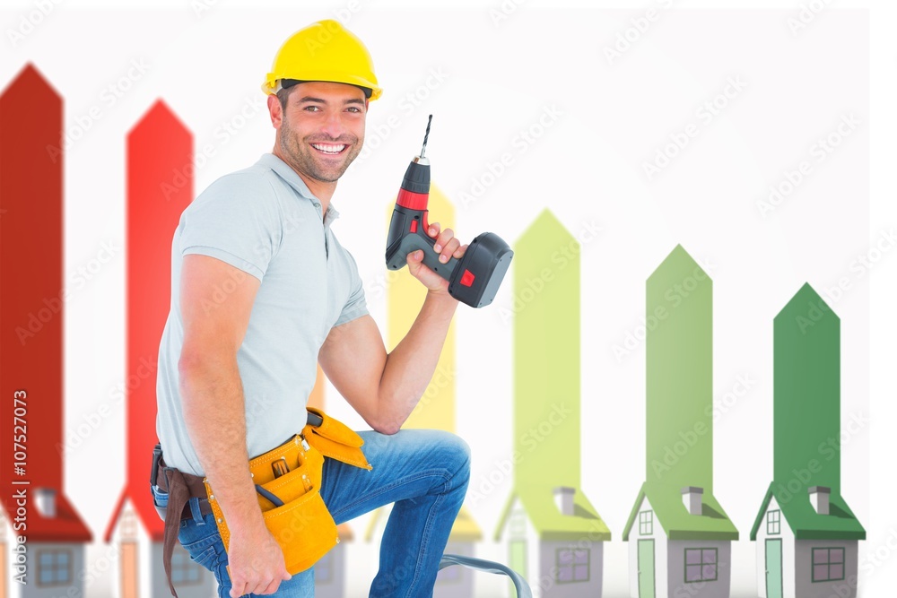 Composite image of confident handyman Composite image of confident handyman