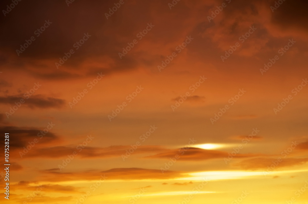 Beautiful stormy sunset sky. Cloudy abstract background. Sunset