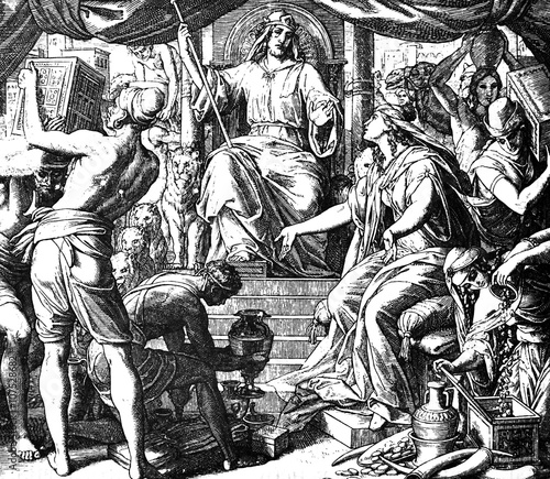 Canvas Print Queen of Sheba Visits Solomon 1) Sacred-biblical history of the old and New Testament