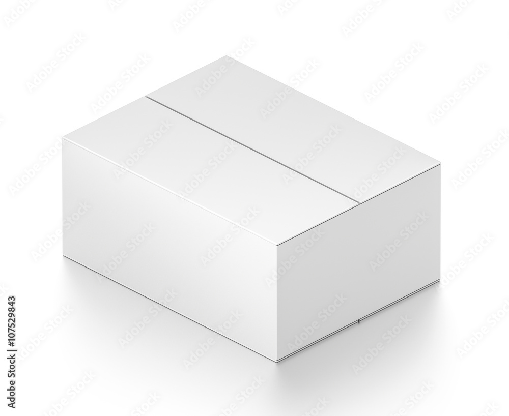 Isometric white rectangle blank box isolated on white background. Isometric white rectangle blank box isolated on white background.