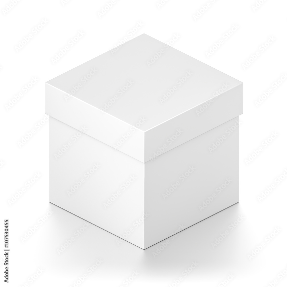 Isometric white cube blank box with cover isolated on white background. Isometric white cube blank box with cover isolated on white background.