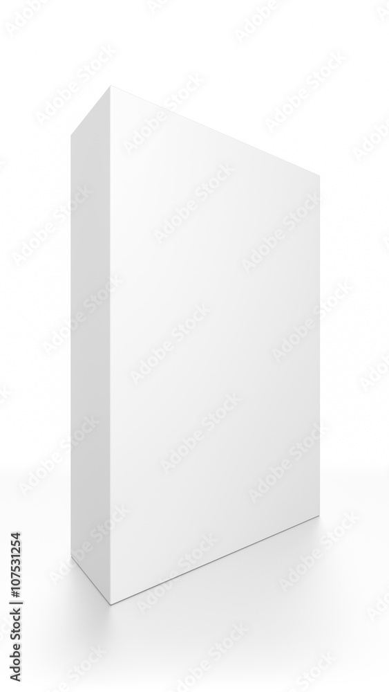Closeup white tall rectangle blank box isolated on white background. Closeup white tall rectangle blank box isolated on white background.