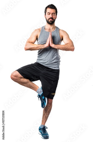 Sportman in zen position