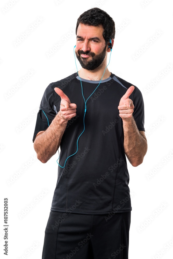 Sportman pointing to the front Sportman pointing to the front