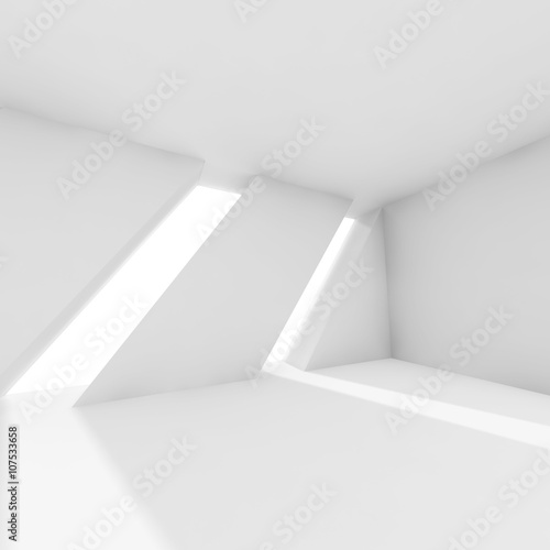 Abstract empty 3d white interior with windows