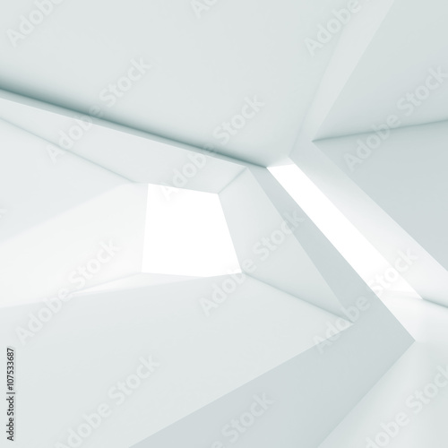 Abstract white room interior with windows 3 d