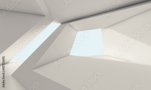 Abstract white room interior with windows 3d © evannovostro