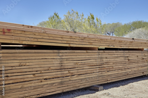 Wood fir pine boards lumbar yard ready for building industry