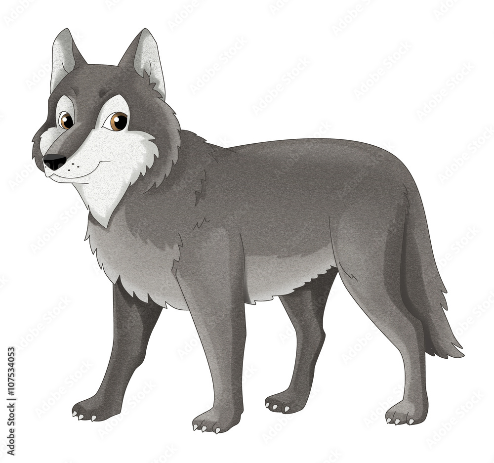 cheerful wolf on a white backcheerful wolf on a white background, vector illustr