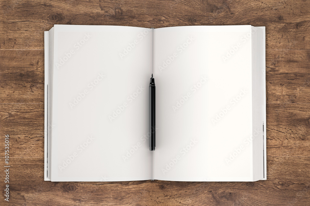 blank pages notebook on wooden table blank pages notebook on wooden table