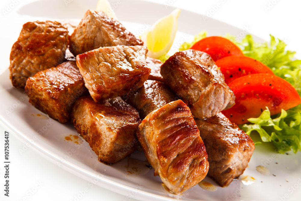 Kebabs - grilled meat and vegetables Kebabs - grilled meat and vegetables