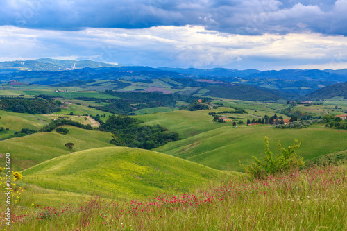 Tuscan landscape, fields and meadows near Volterra © Kavita