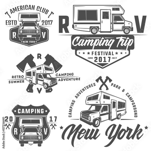 Rv cars Recreational Vehicles Camper Vans Caravans emblems,logo,sign,design elements