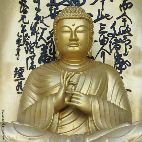 Estatua de Buda dorada en Pokhara, Nepal