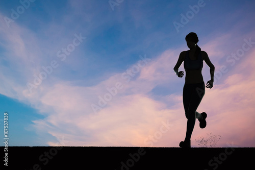 silhouette woman running