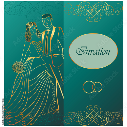 Newlyweds. Wedding invitation.