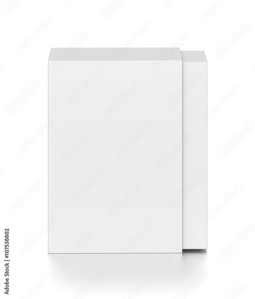 White tall rectangle blank box isolated on white background.