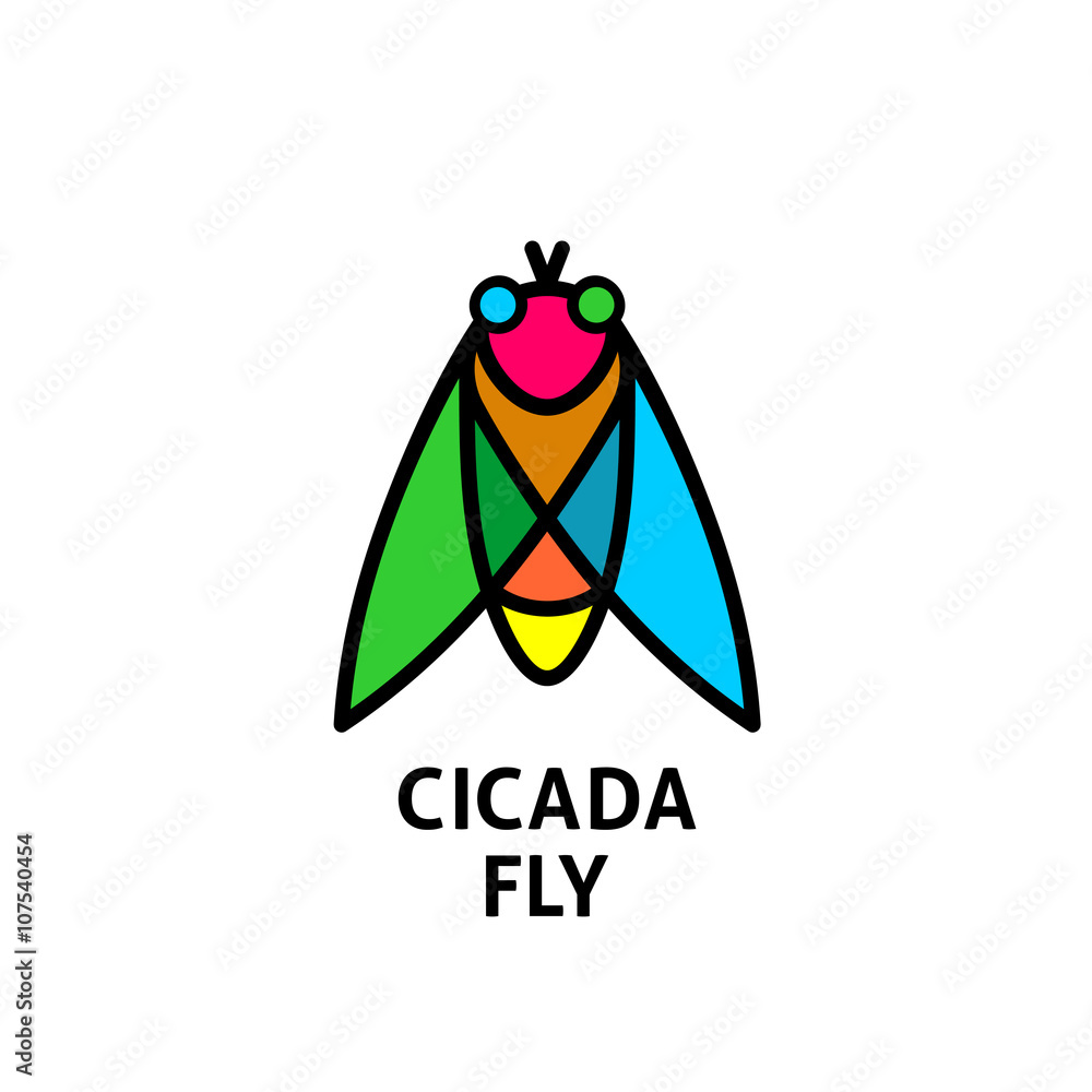 Cicada colorful symbol. Insect top view logo. Cicada colorful symbol. Insect top view logo.