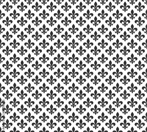 Fleur de lis black and white seamless pattern background