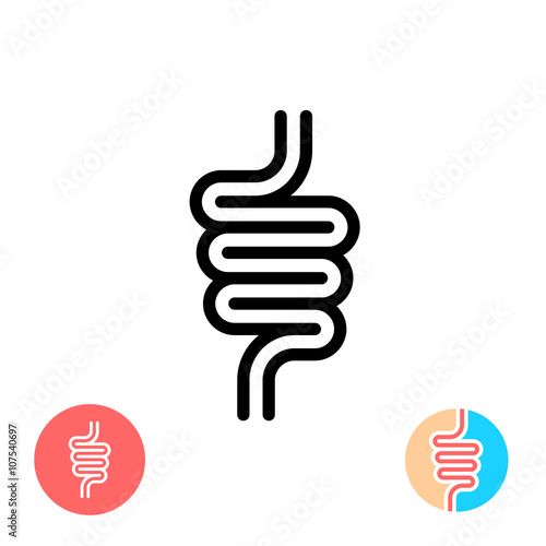 Intestines black symbol icon. Simple linear rounded style.