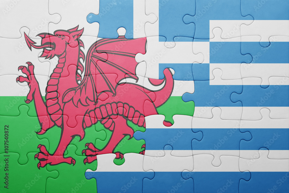 puzzle with the national flag of wales and greece puzzle with the national flag of wales and greece