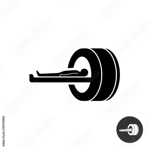 MRI icon. Simple black silhouette symbol of medical MRI procedur