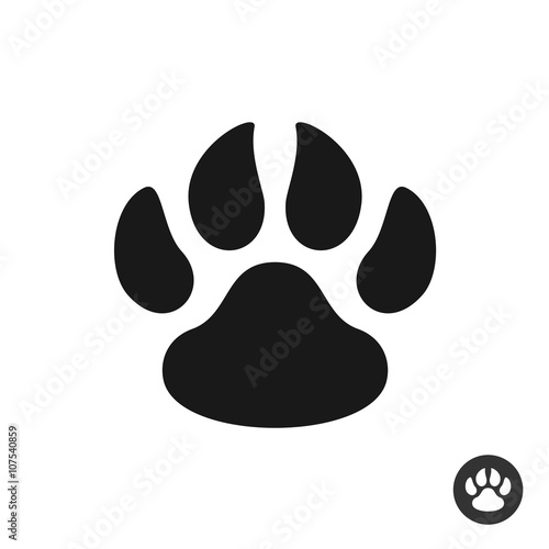 Animal paw black simple flat icon. Foot step print silhouette sy