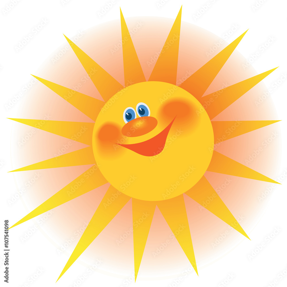The stylized image of a smiling sun