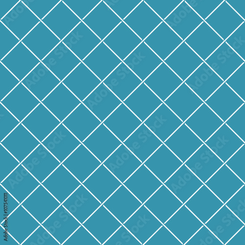 Crossing sea ropes diagonal net seamless pattern. White on a blu