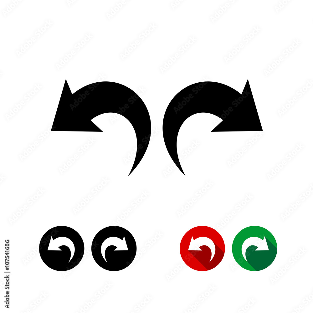 Undo and redo arrows black icon set Undo and redo arrows black icon set