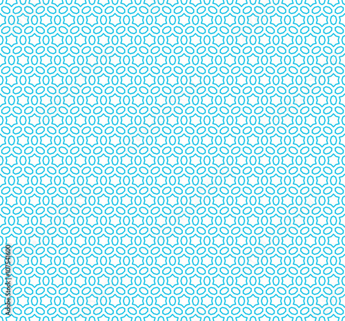 Six rays hex linear stars seamless pattern blue background