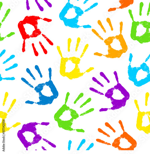 Hand print. Vector illustration. Seamless pattern