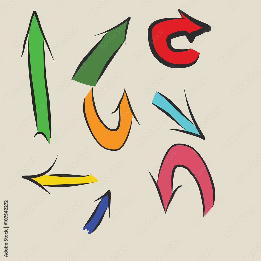 Arrow sign hand drawing style Arrow sign hand drawing style
