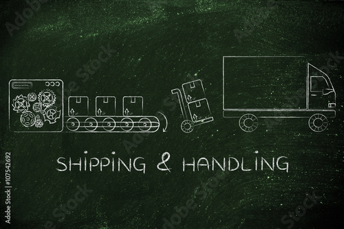 factory, parcels & delivery truck: shipping & handling