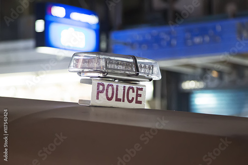 Police sign on the car in Bangkok