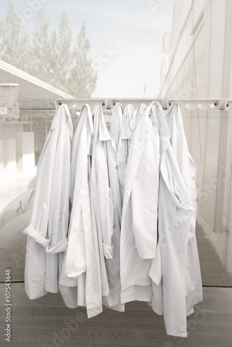 hanging farm lab coats