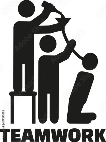 Drinking beer bong teamwork